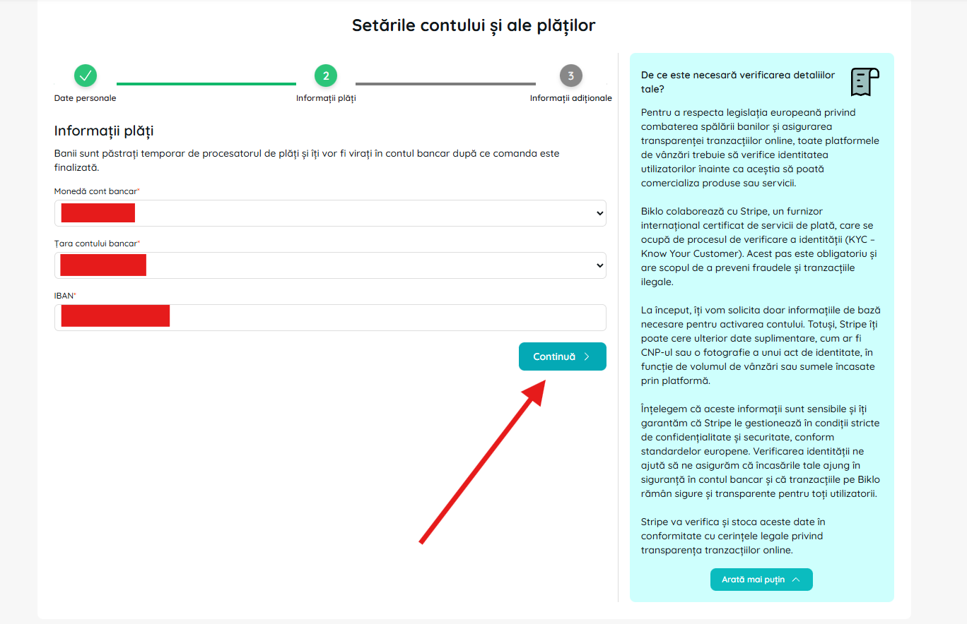 Formularz danych bankowych w procesie tworzenia konta finansowego Biklo